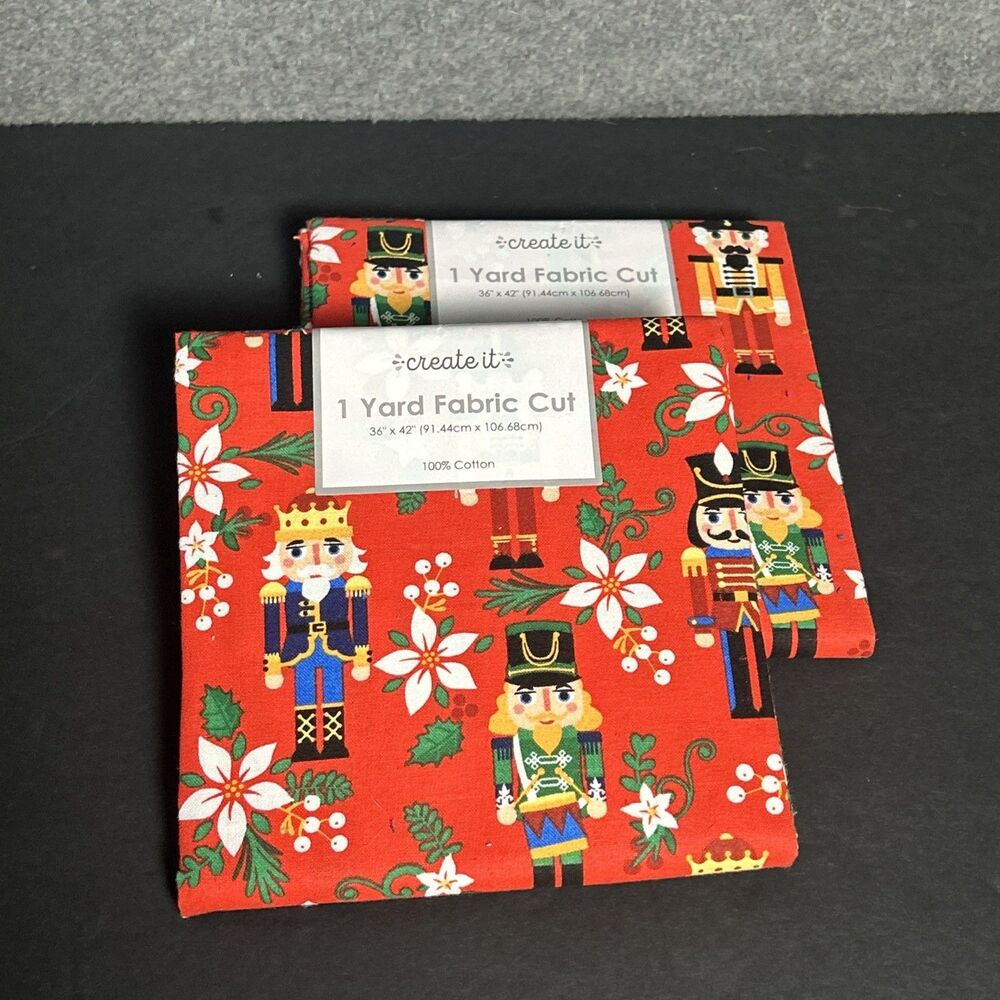 Create It 36"x42" Cotton Holiday Nutcracker Precut Sewing & Craft Fabric Red(2)